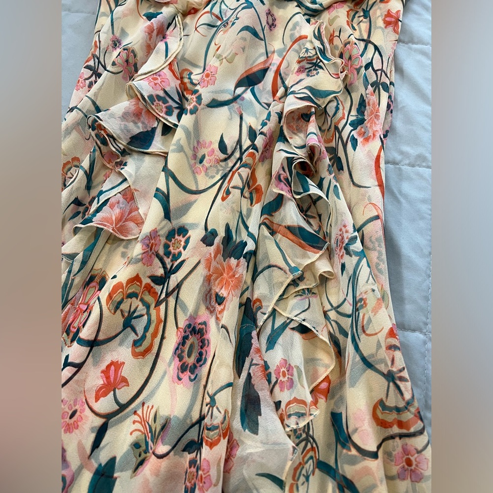 Diane Von Furstenberg Montespan Silk Strapless Dress Ruffle Cream Flora 6 XE - Picture 5 of 6